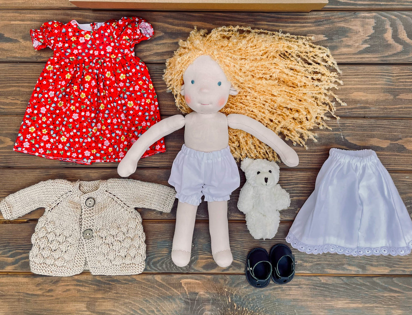 Handmade Waldorf Doll Custom Baby Shower Gift for First Time Mom - Personalized Rag Doll Birthday Gift for 2 Year Old Daughter