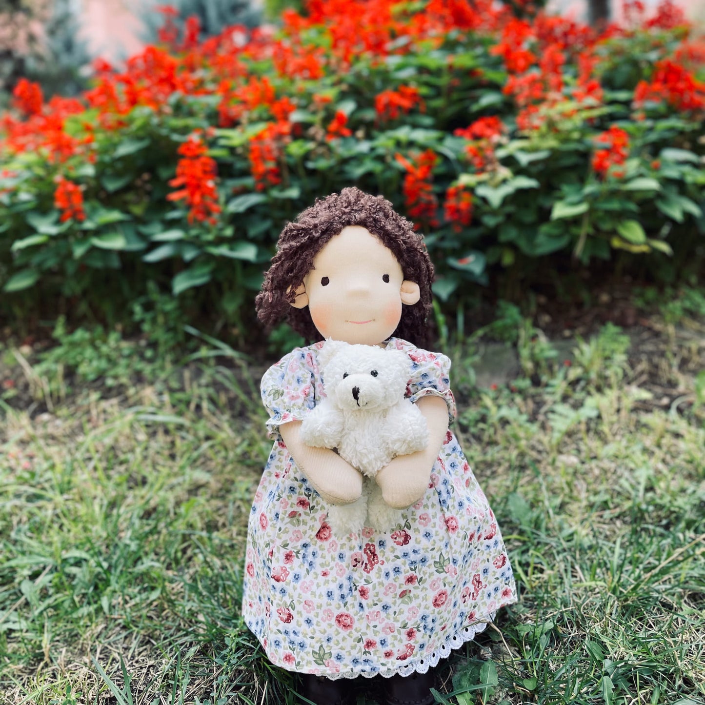 Handmade Waldorf Doll Personalized Birthday Gift for First Time Mom - Cotton Plush Doll Special Christmas Gift for 2 Year Old Niece