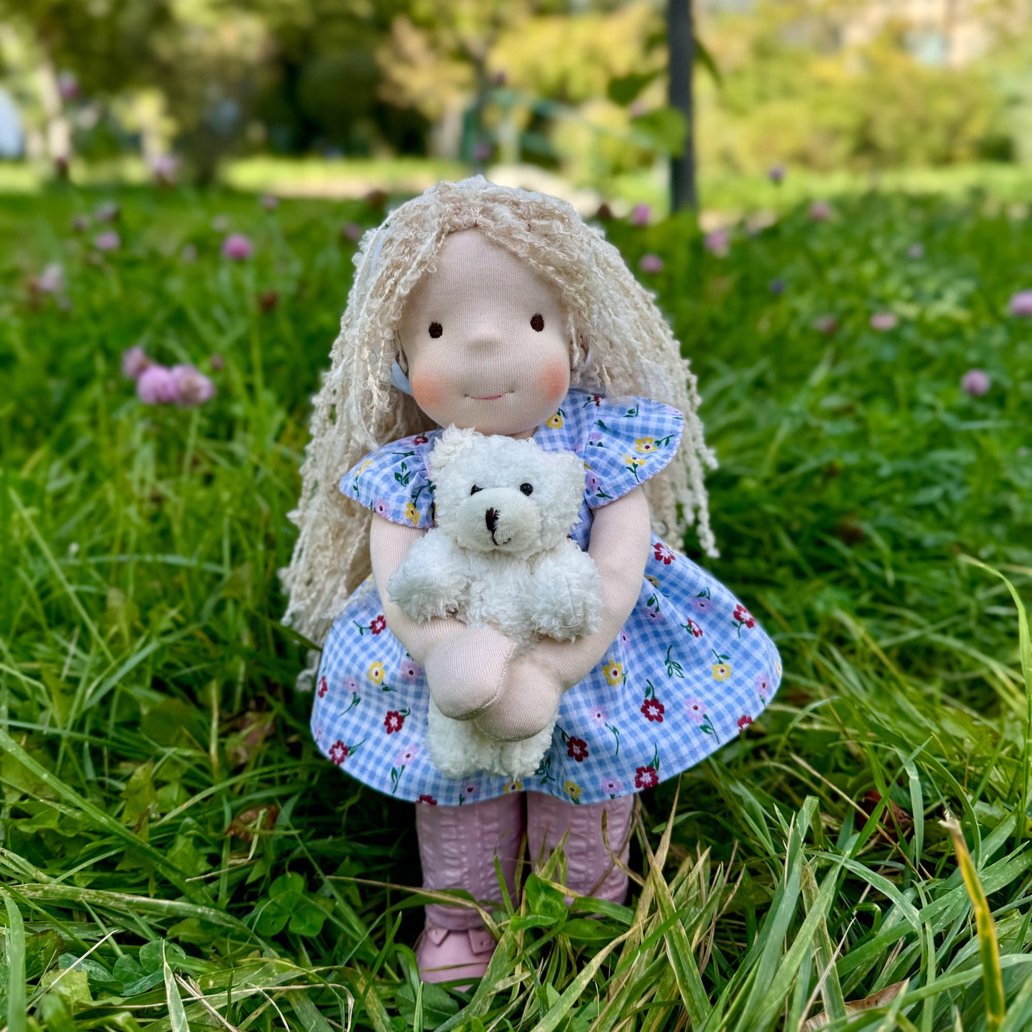 Handmade Waldorf Doll Birthday Gift for First Time Mom - Custom Plush Doll Unique First Baby Doll as Christmas Gift
