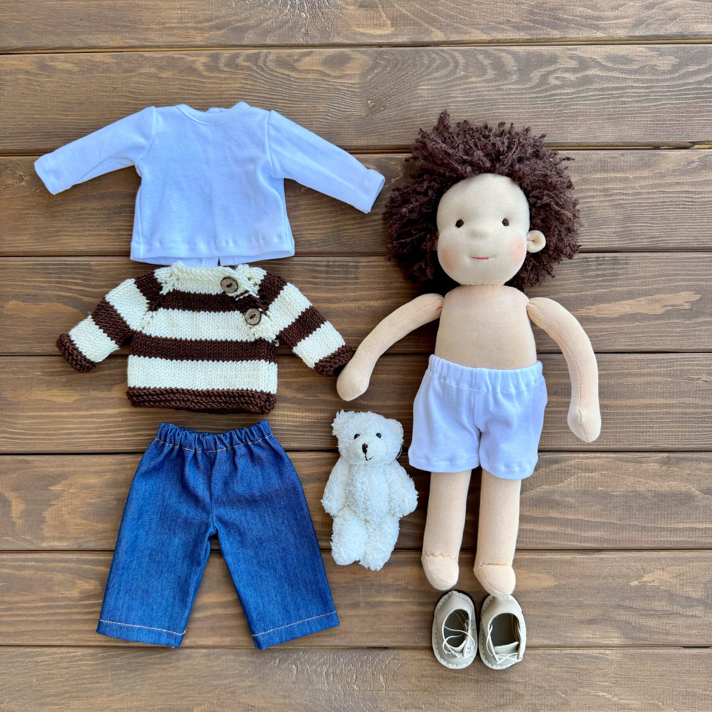 Handmade Waldorf Doll Personalized Birthday Gift for 1 Year Old Boy - Custom Plush Heirloom Doll Christmas Gift for Kids