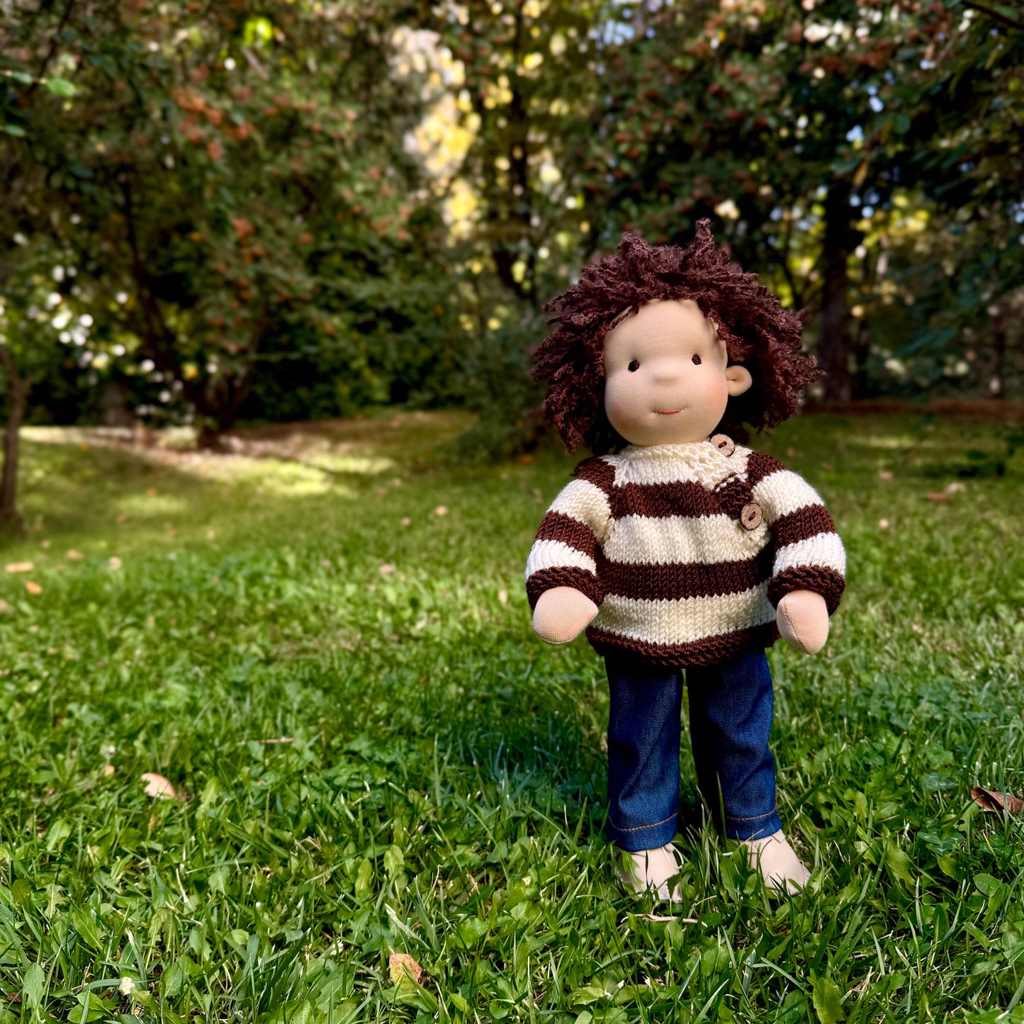 Handmade Waldorf Doll Personalized Birthday Gift for 1 Year Old Boy - Custom Plush Heirloom Doll Christmas Gift for Kids