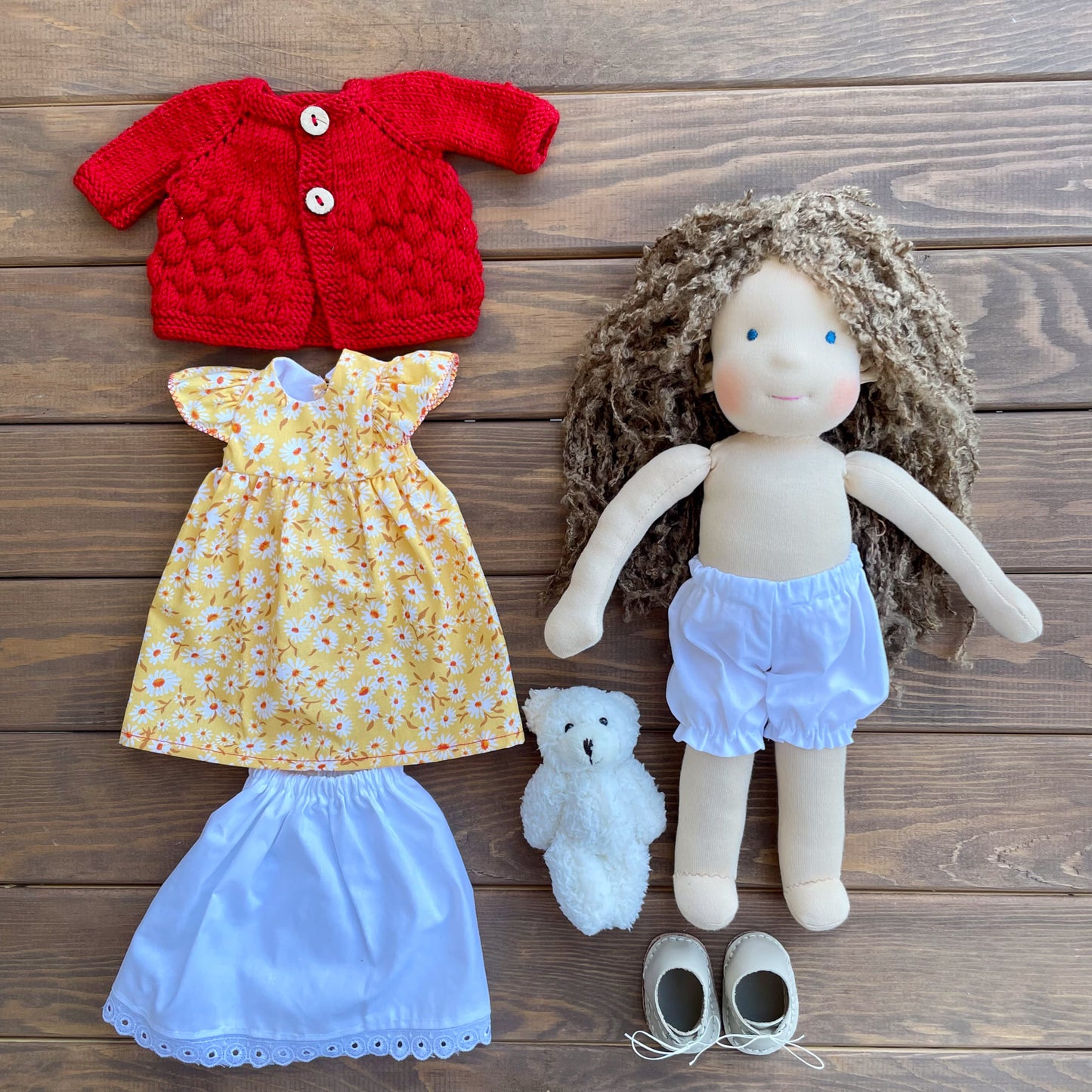 Handmade Waldorf Plush Doll Birthday Gift for 2 Year Old Daughter - Organic Cotton Custom Doll Christmas Gift for Niece