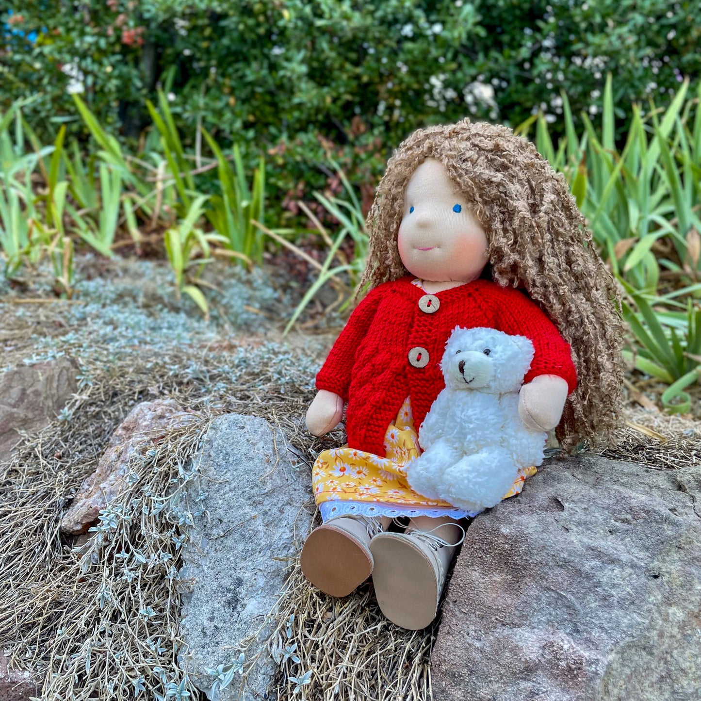 Handmade Waldorf Plush Doll Birthday Gift for 2 Year Old Daughter - Organic Cotton Custom Doll Christmas Gift for Niece