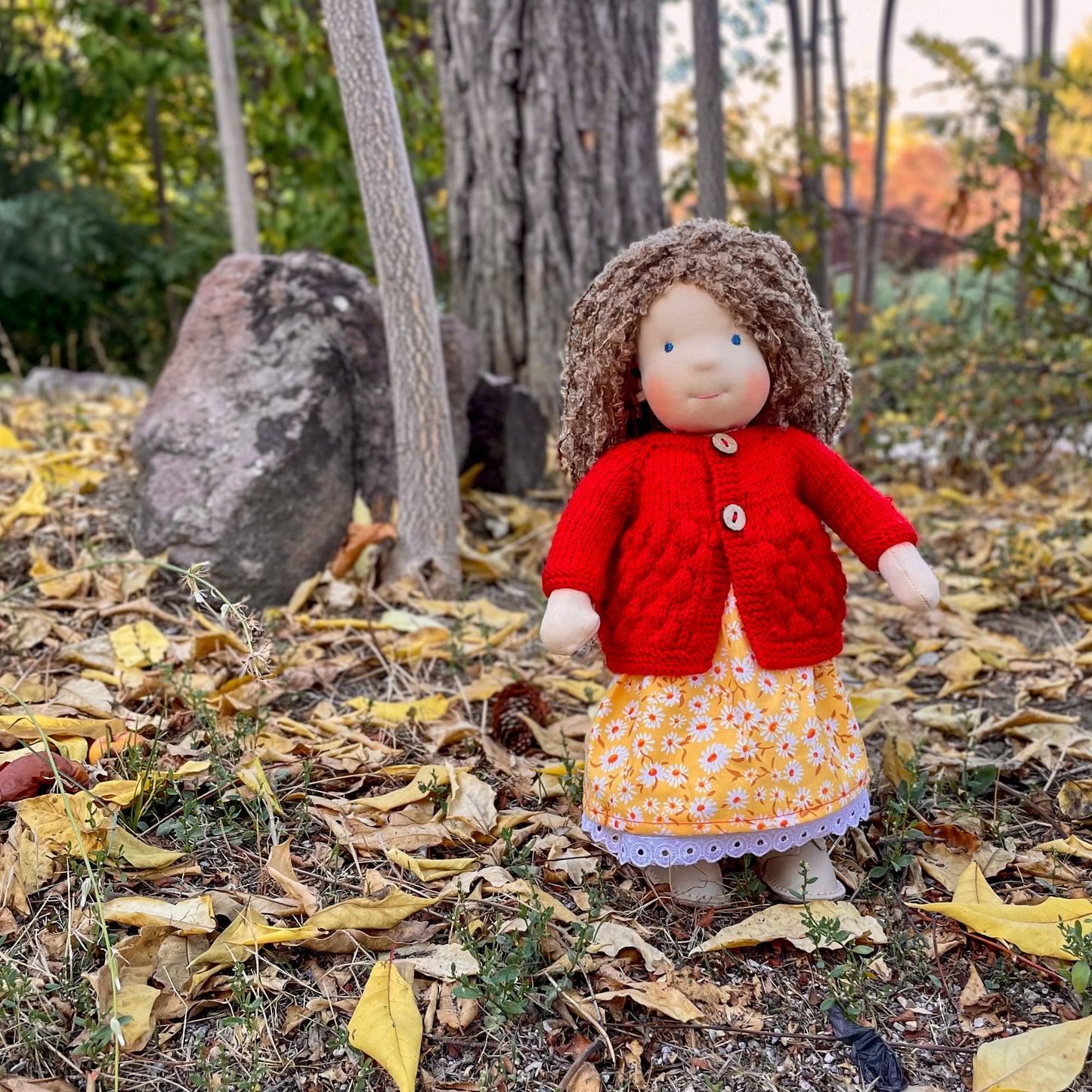Handmade Waldorf Plush Doll Birthday Gift for 2 Year Old Daughter - Organic Cotton Custom Doll Christmas Gift for Niece