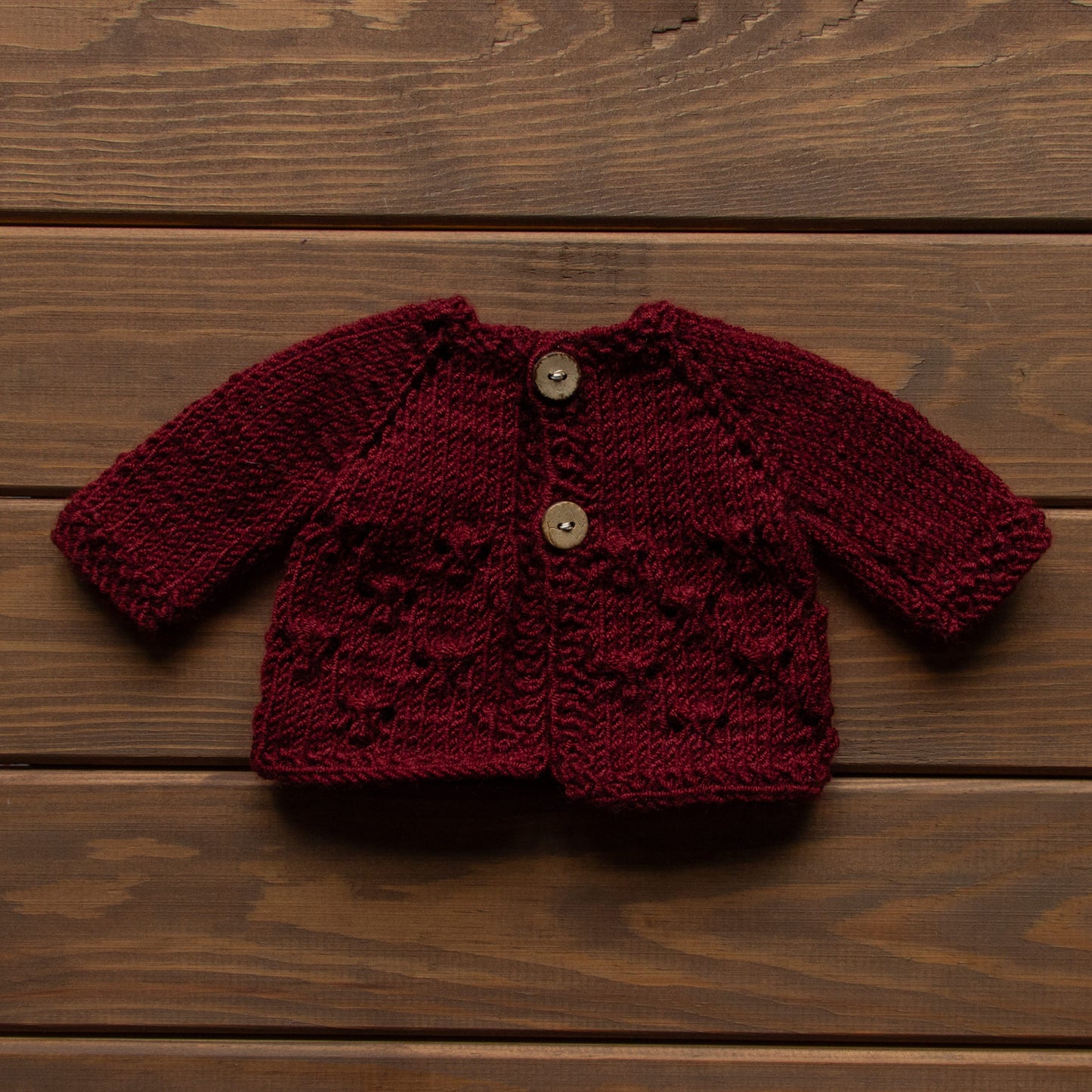Waldorf Doll Brown Cardigan for 16 - 14 inch Dolls | Hand Knitted Wool Doll Cardigans