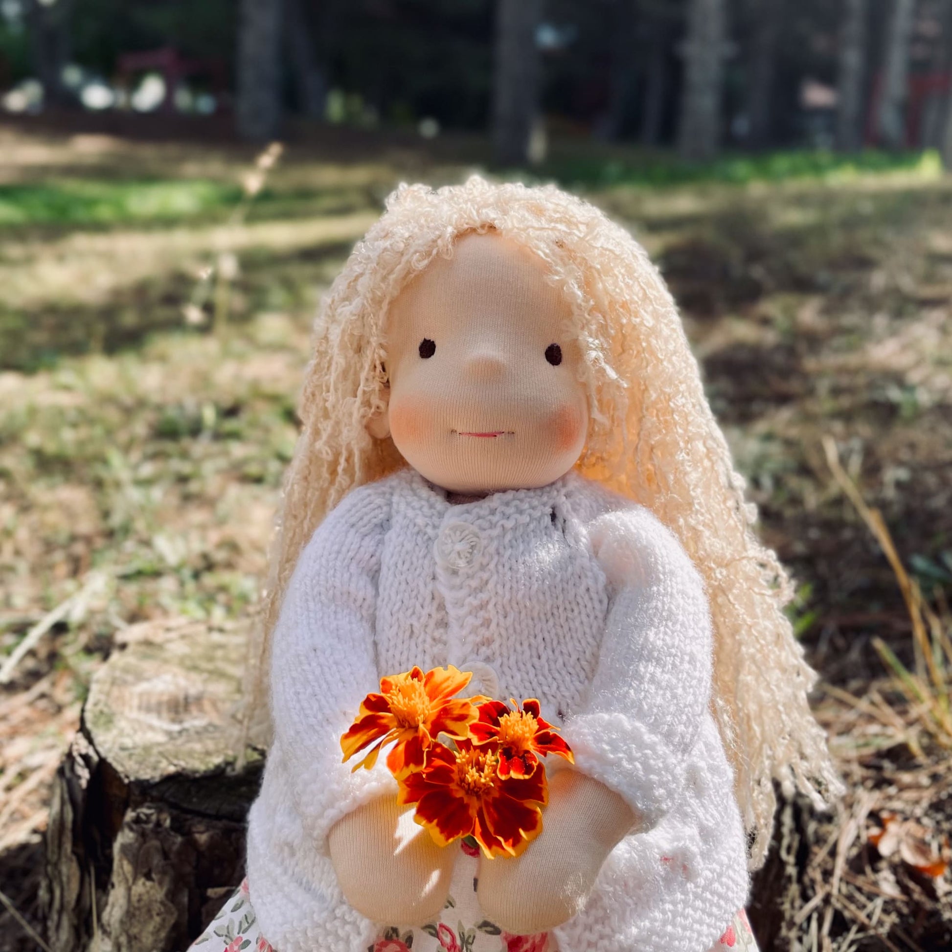 Handmade Waldorf Doll Personalized Christmas Gift for 1 Year Old Girl - Custom Plush Doll for Imaginative Play Birthday Gift