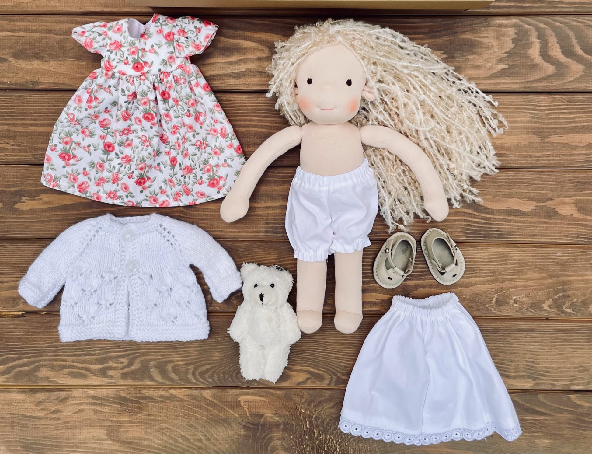 Handmade Waldorf Doll Personalized Christmas Gift for 1 Year Old Girl - Custom Plush Doll for Imaginative Play Birthday Gift