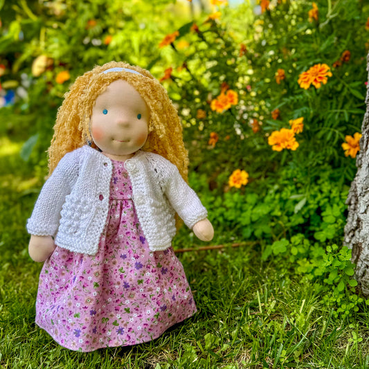 Handmade Waldorf Inspired Steiner Doll Personalized Christmas Gift for 2 Year Old Girl - Organic Cotton Rag Doll Birthday Gift for Mom