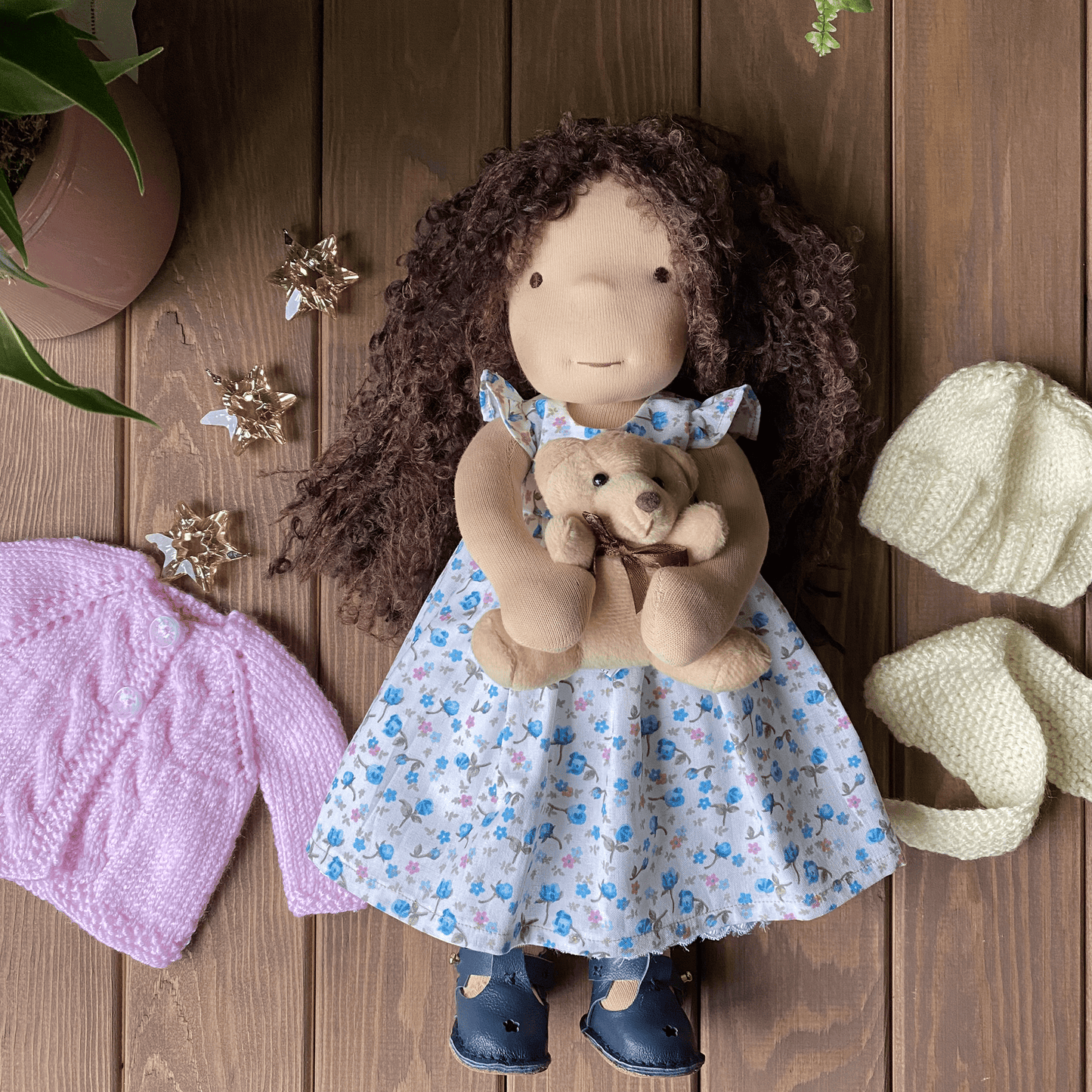 Handmade Waldorf Inspired Doll Birthday Gift for Daughter - Personalized Unique Heirloom Doll Cheer Up Gift for Kids