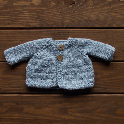 Waldorf Doll Light Blue Cardigan for 16 - 14 inch Dolls | Hand Knitted Wool Doll Cardigans