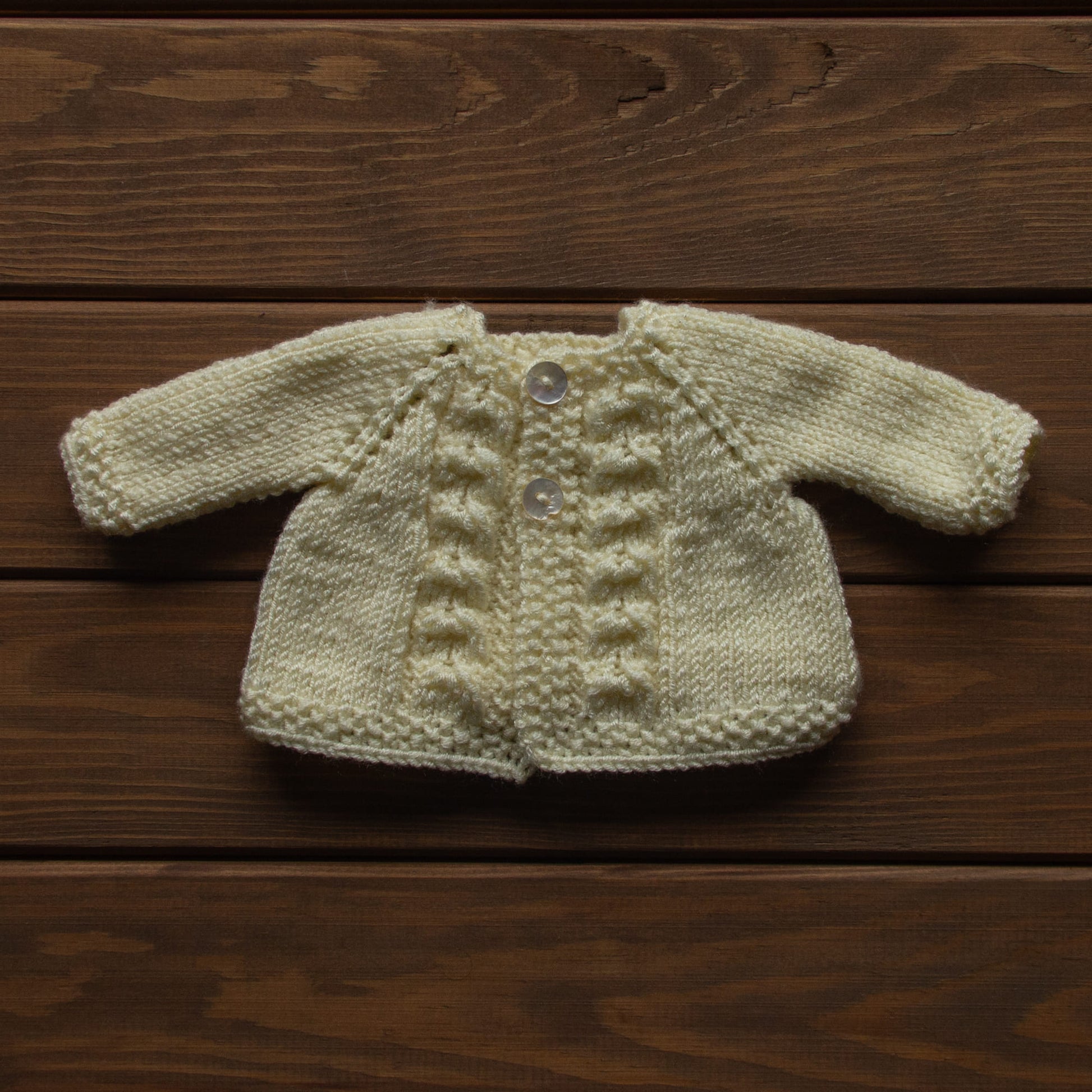 Waldorf Doll Cream Cardigan for 16 - 14 inch Dolls | Hand Knitted Wool Doll Cardigans