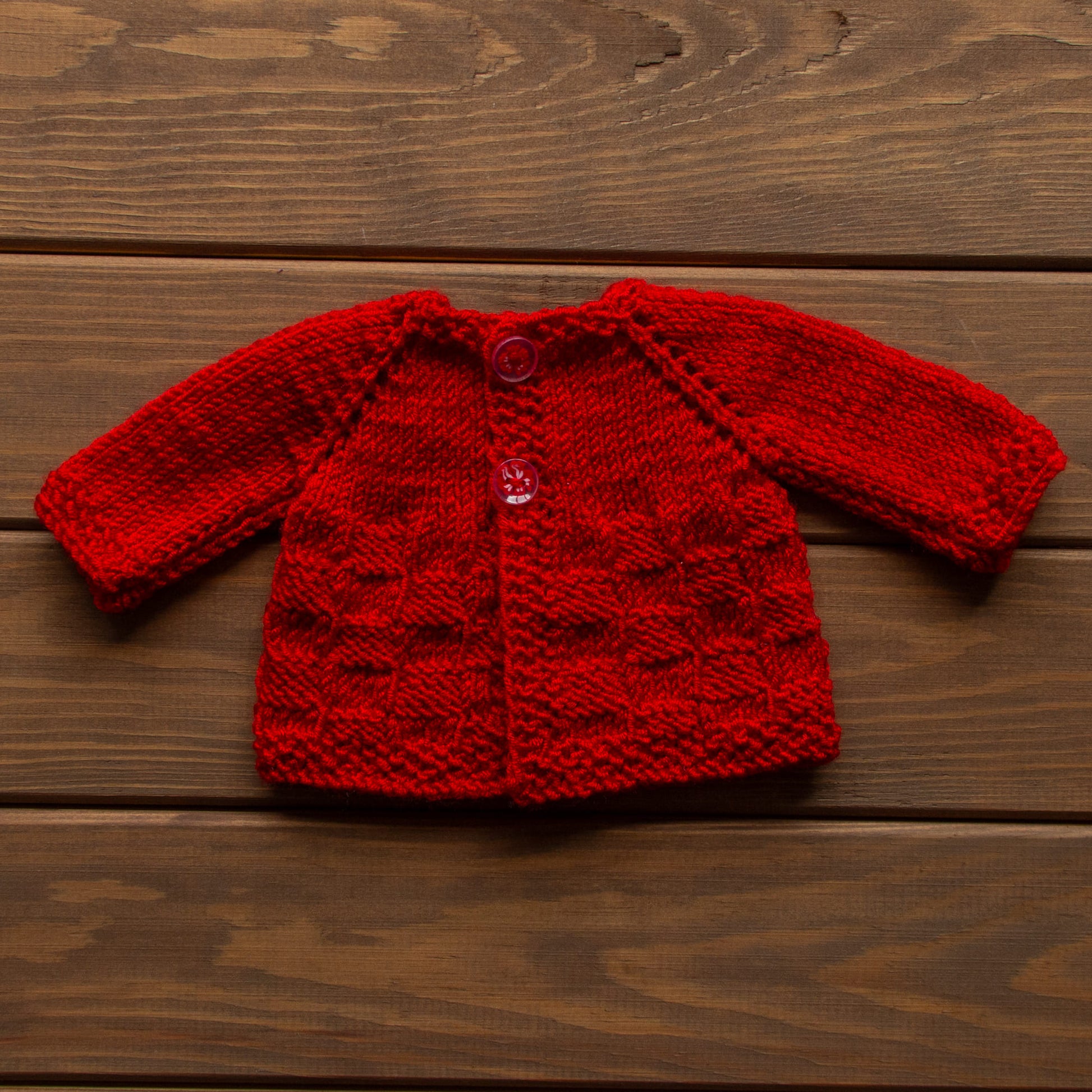 Waldorf Doll Red Cardigan for 16 - 14 inch Dolls | Hand Knitted Wool Doll Cardigans