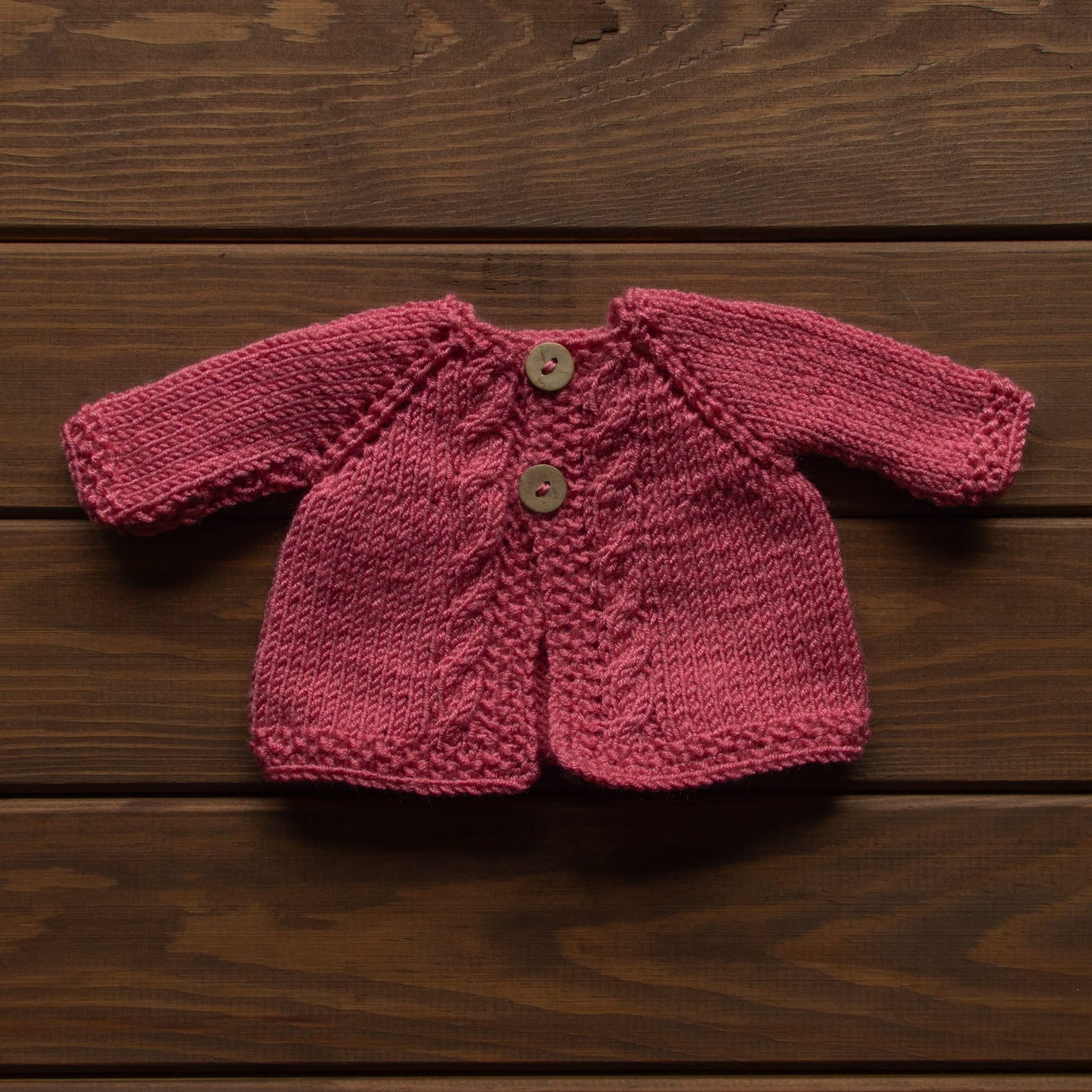 Waldorf Doll Old Rose Cardigan for 16 - 14 inch Dolls | Hand Knitted Wool Doll Cardigans