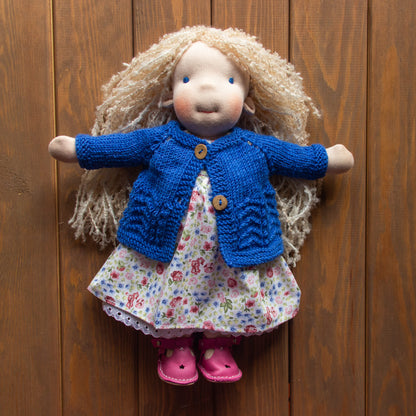 Waldorf Doll Dark Blue Cardigan for 16 - 14 inch Dolls | Hand Knitted Wool Doll Cardigans