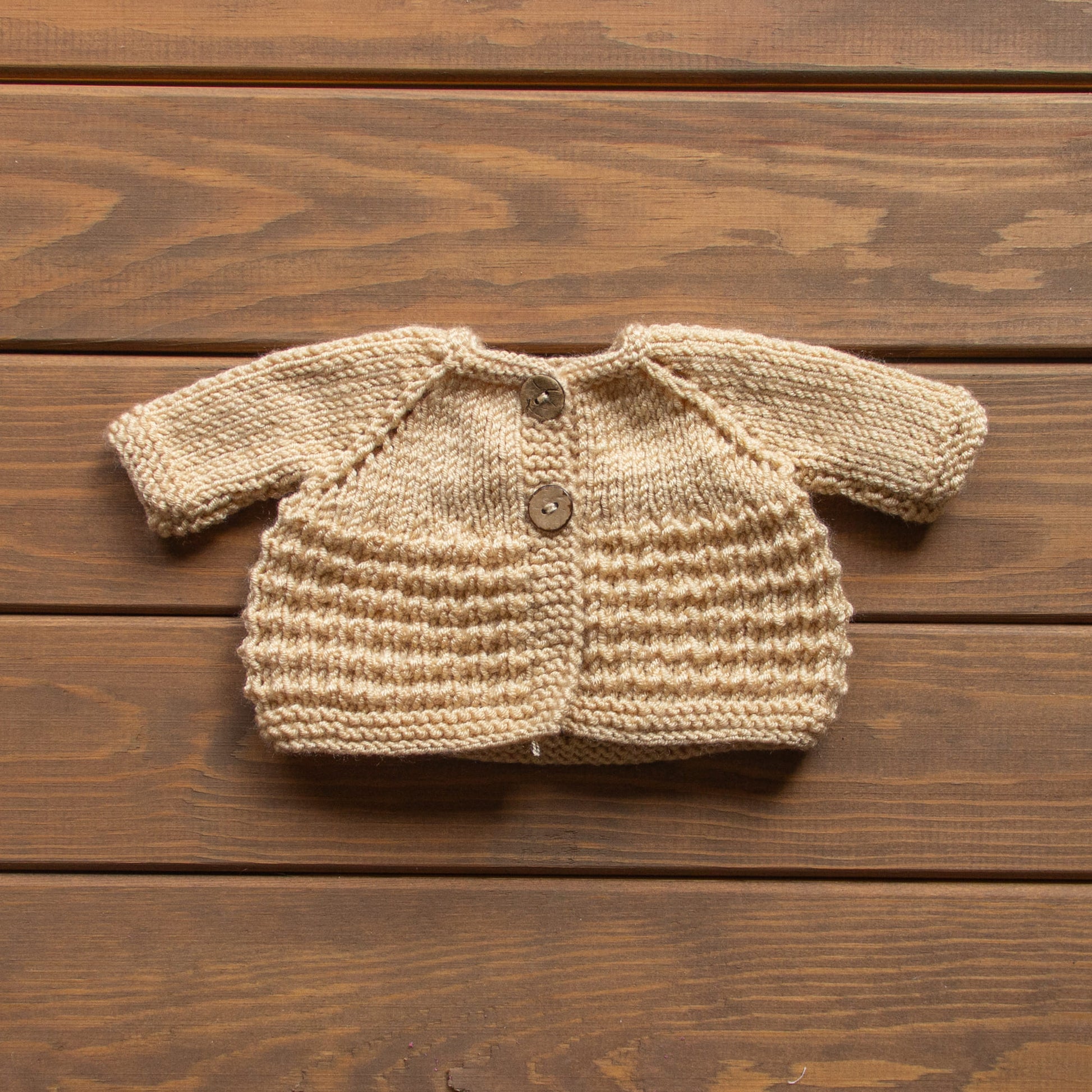 Waldorf Doll Beige Cardigan for 16 - 14 inch Dolls | Hand Knitted Wool Doll Cardigans