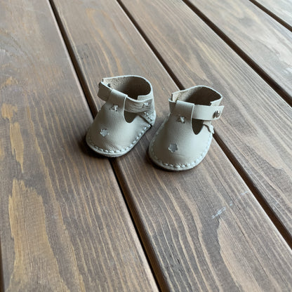 Waldorf Doll Beige Shoes for 16-14 inch Dolls | Handmade Leather Doll Footwear & Boots