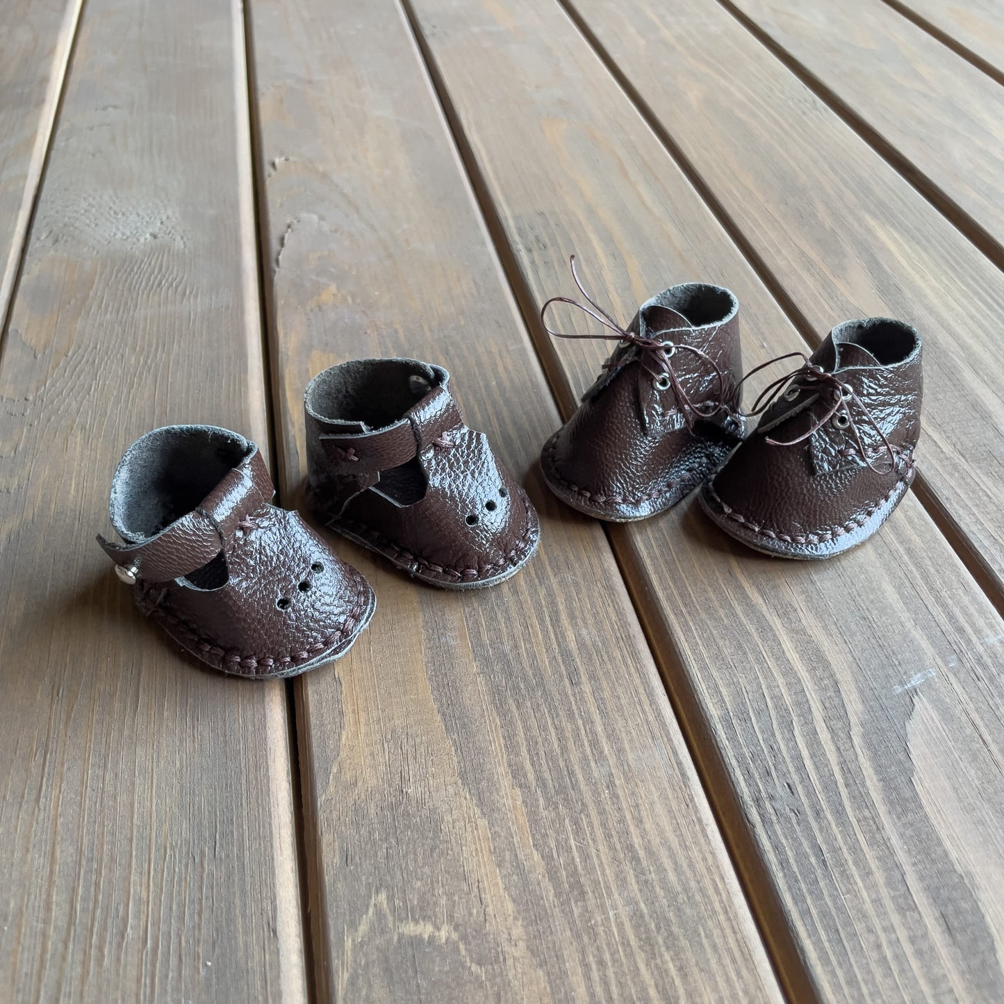 Waldorf Doll Brown Shoes for 16-14 inch Dolls | Handmade Leather Doll Footwear & Boots