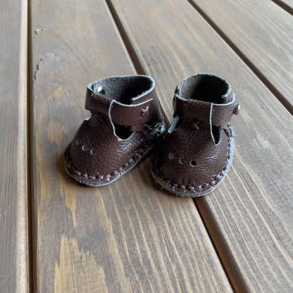 Waldorf Doll Brown Shoes for 16-14 inch Dolls | Handmade Leather Doll Footwear & Boots