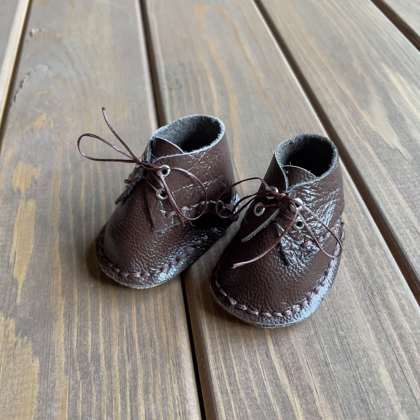 Waldorf Doll Brown Shoes for 16-14 inch Dolls | Handmade Leather Doll Footwear & Boots