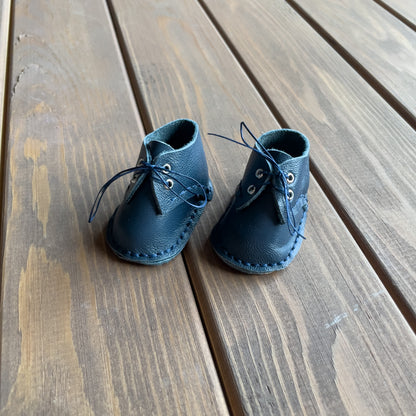 Waldorf Doll Dark Blue Shoes for 16-14 inch Dolls | Handmade Leather Doll Footwear & Boots