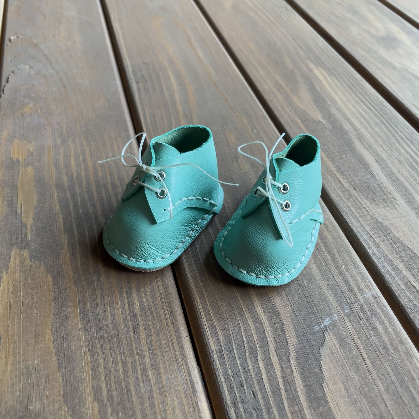 Waldorf Doll Light Blue Shoes for 16-14 inch Dolls | Handmade Leather Doll Footwear & Boots