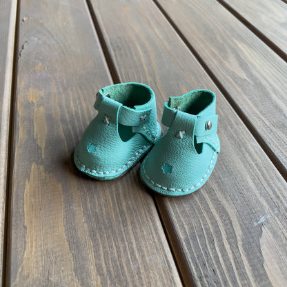 Waldorf Doll Light Blue Shoes for 16-14 inch Dolls | Handmade Leather Doll Footwear & Boots