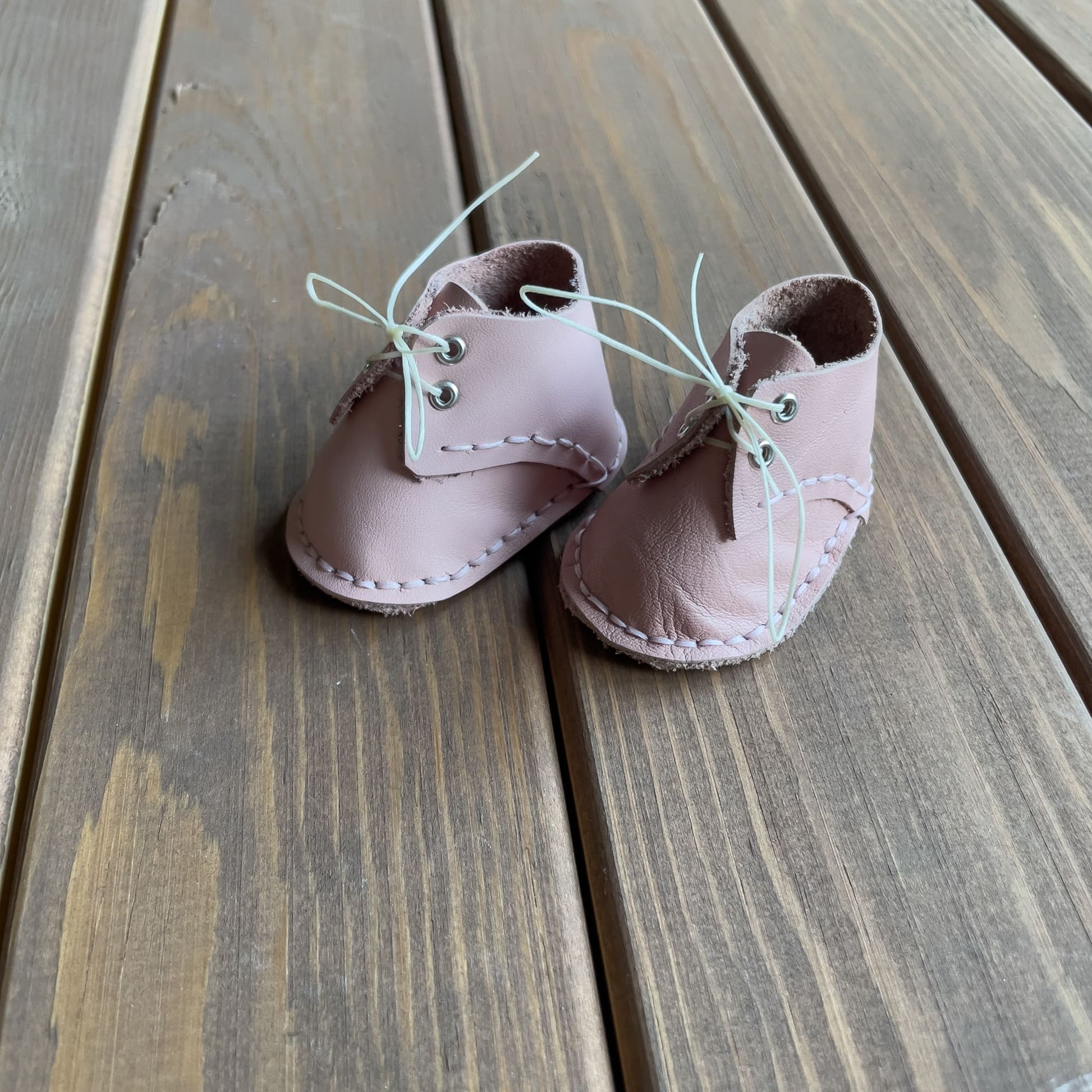 Waldorf Doll Light Pink Shoes for 16-14 inch Dolls | Handmade Leather Doll Footwear & Boots