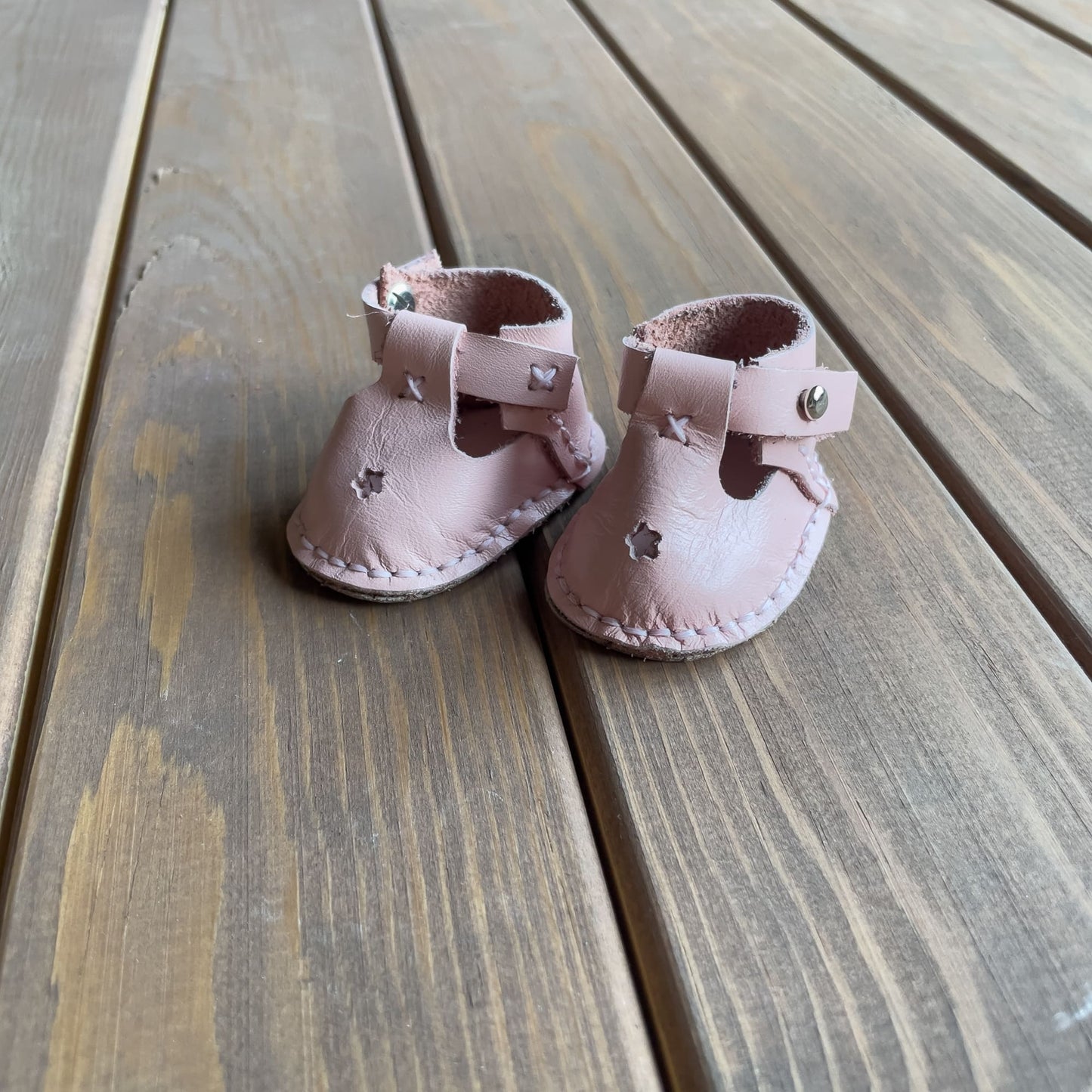 Waldorf Doll Light Pink Shoes for 16-14 inch Dolls | Handmade Leather Doll Footwear & Boots