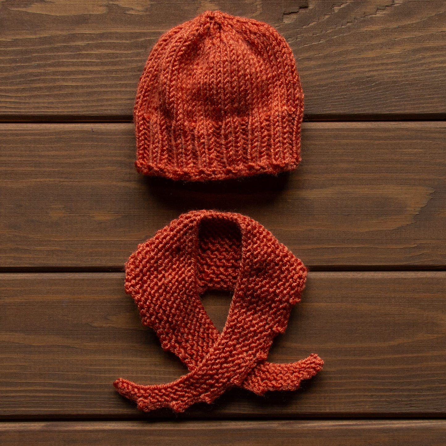 Waldorf Doll Orange Yarn Hat and Scarf for 16 - 14 inch Dolls | Handmade Doll Yarn Hat & Scarf