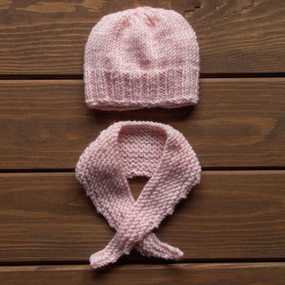 Waldorf Doll Pink Yarn Hat and Scarf for 16 - 14 inch Dolls | Handmade Doll Yarn Hat & Scarf