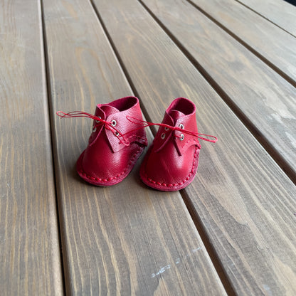 Waldorf Doll Red Shoes for 16-14 inch Dolls | Handmade Leather Doll Footwear & Boots