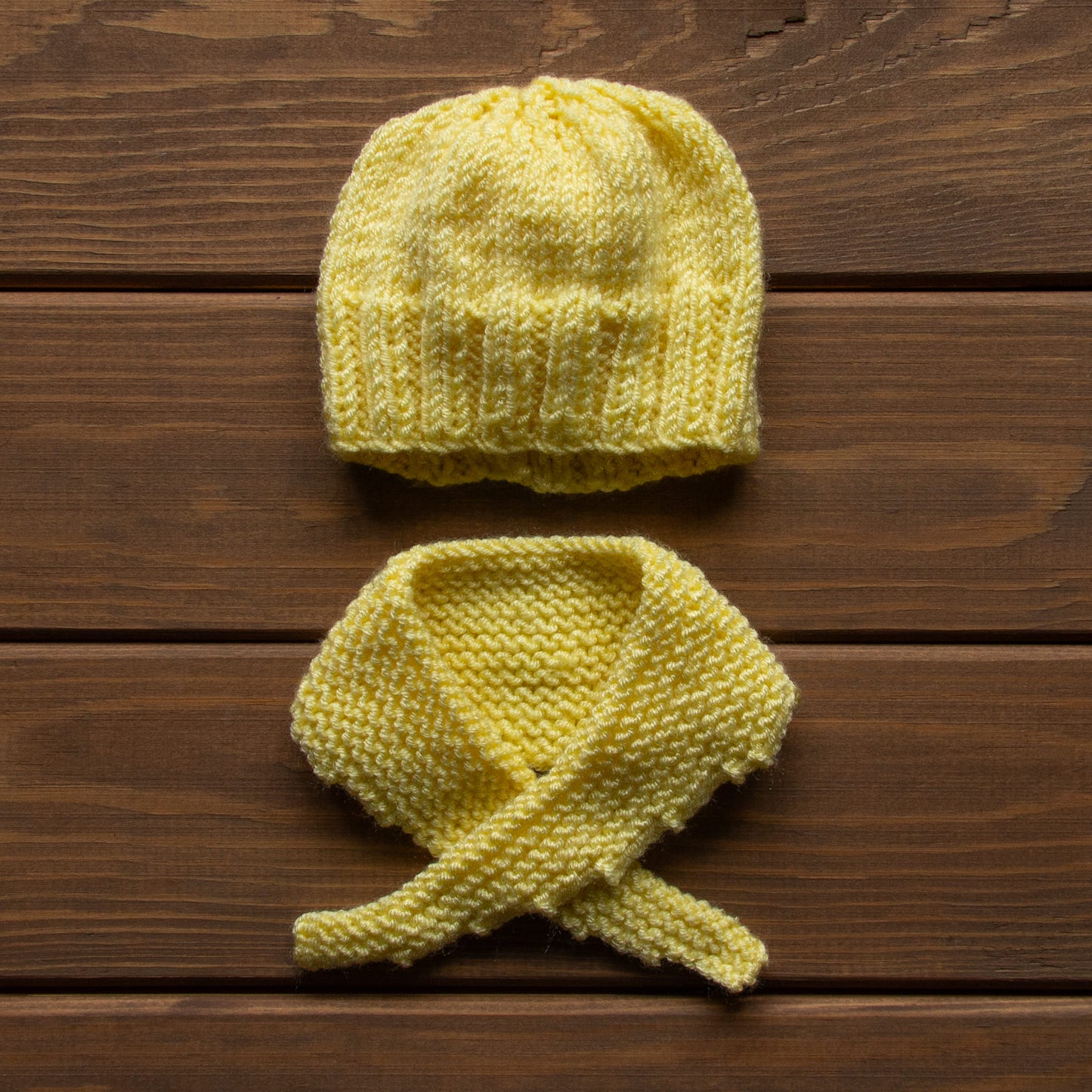 Waldorf Doll Yellow Yarn Hat and Scarf for 16 - 14 inch Dolls | Handmade Doll Yarn Hat & Scarf