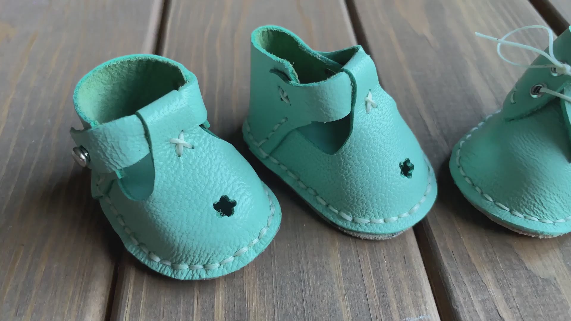 Waldorf Doll Light Blue Shoes for 16-14 inch Dolls | Handmade Leather Doll Footwear & Boots