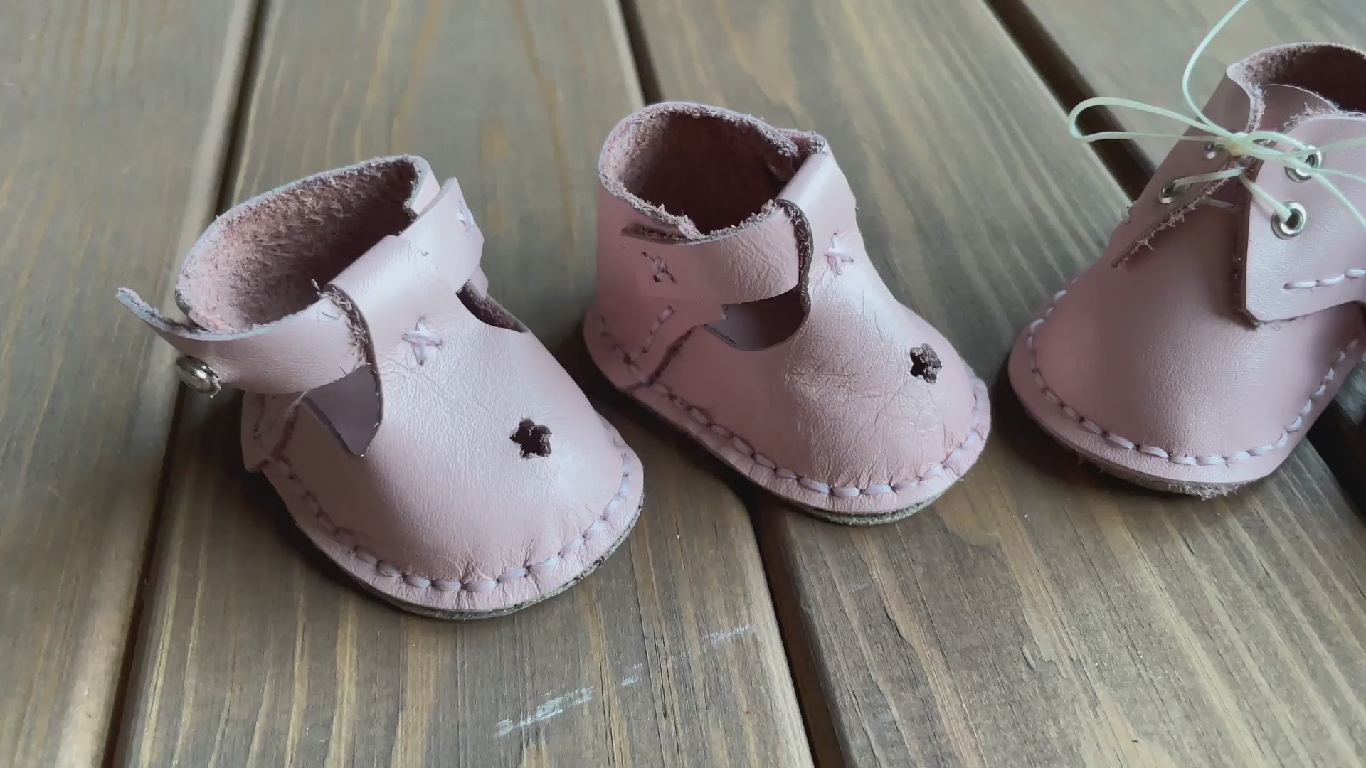 Waldorf Doll Light Pink Shoes for 16-14 inch Dolls | Handmade Leather Doll Footwear & Boots