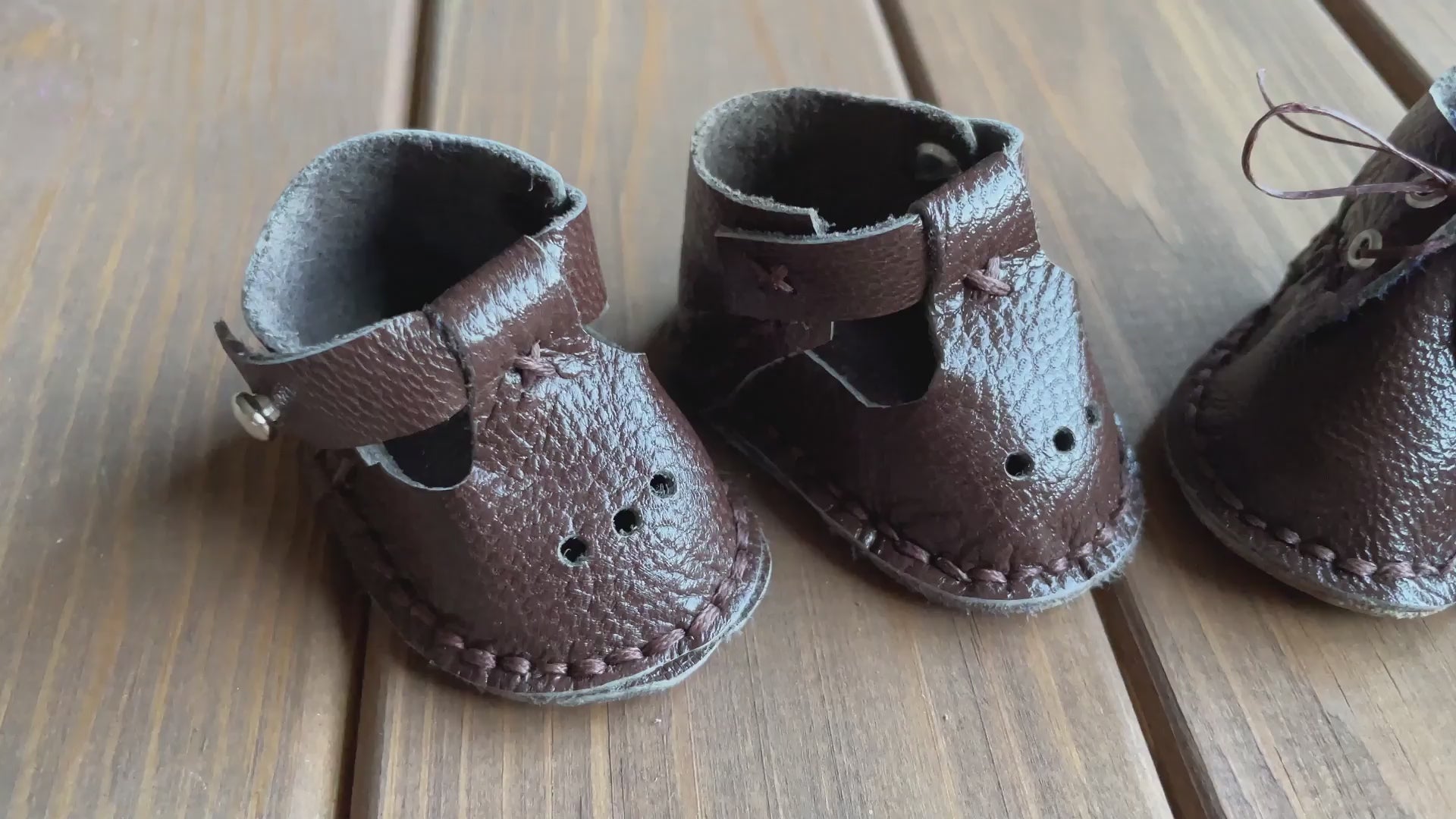 Waldorf Doll Brown Shoes for 16-14 inch Dolls | Handmade Leather Doll Footwear & Boots